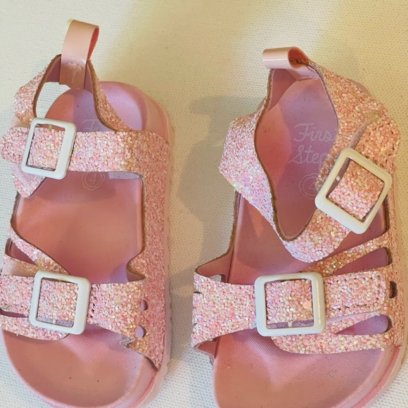 First steps by stepping stones pink/rainbow glitter sandals - Picture 2 of 7